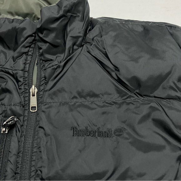 Timberland Nylon Duck Down Reversible (Black Green) Packable Vest Size: M - Picture 2 of 10